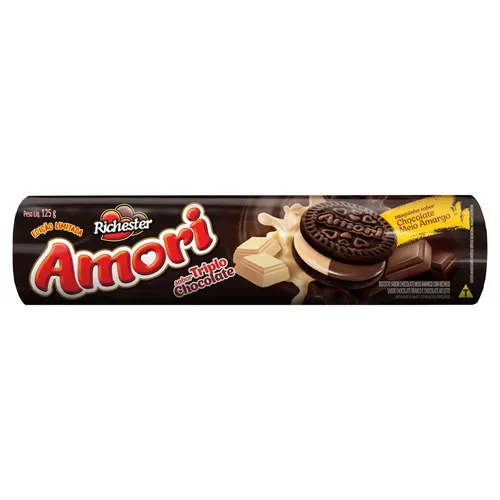 BISCOITO TRIPLO CHOCOLATE RICHESTER AMORI PACOTE 125G 0