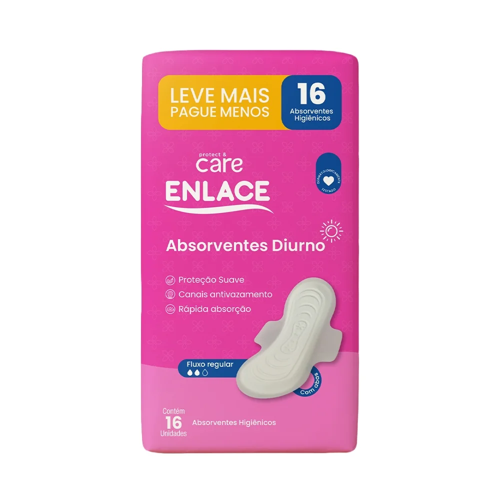 ABSORVENTE ENLACE SUAVE COM ABAS - EMBALAGEM COM 16 UNIDADES