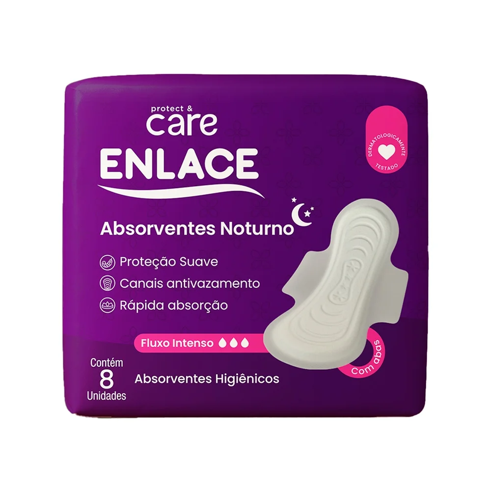 ABSORVENTE ENLACE NOTURNO SUAVE COM ABAS COM 8UN