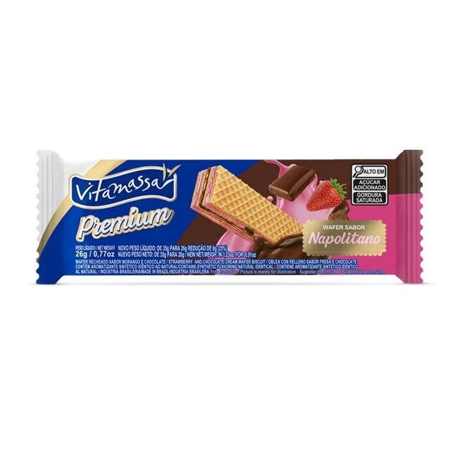 BISCOITO WAFER NAPOLITANO VITAMASSA 26G