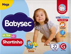 FRALDA DESCARTÁVEL SHORTINHO BABYSEC ULTRA SEC G MEGAPACOTE 22 UNIDADES