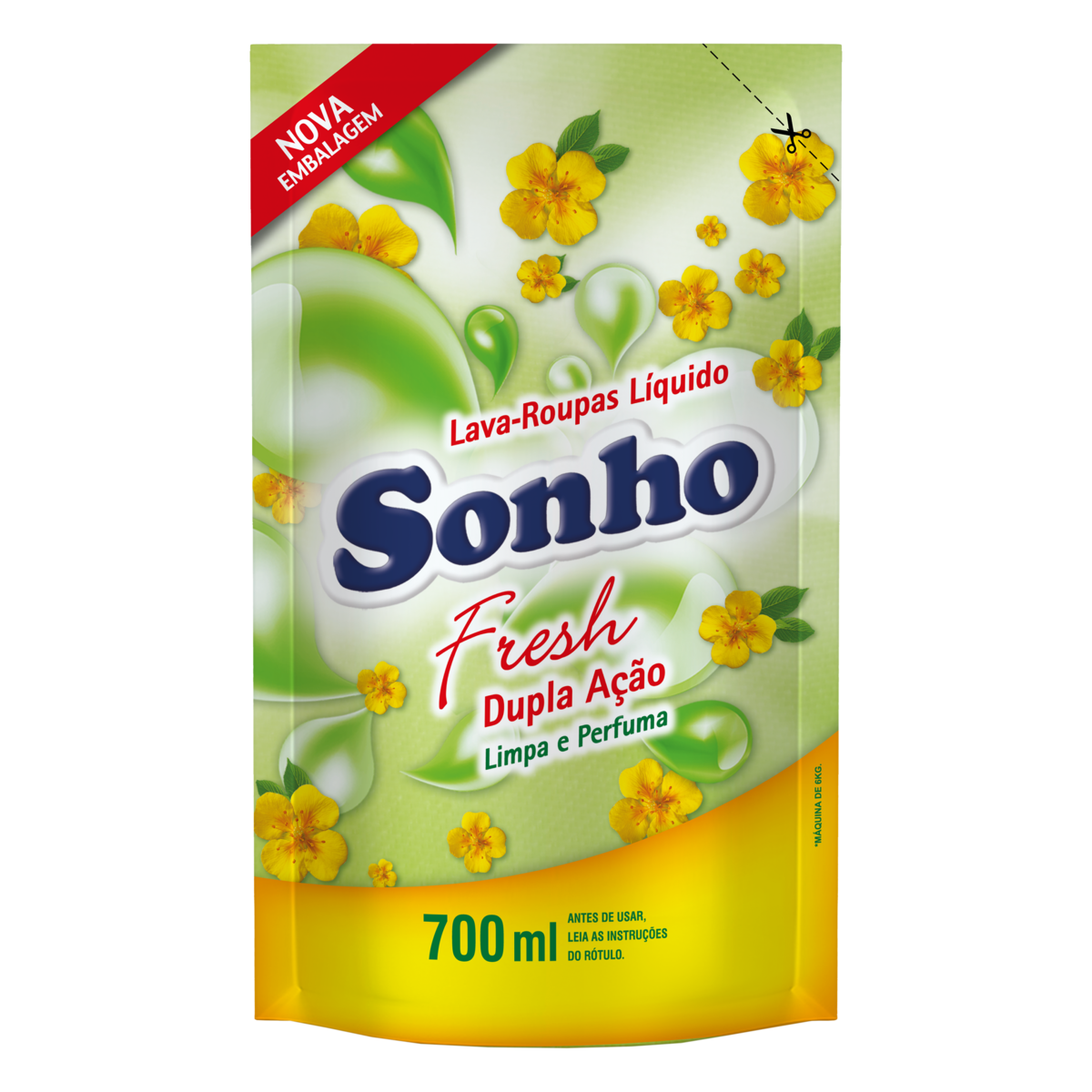 LAVA-ROUPAS LÍQUIDO FRESH SONHO DUPLA AÇÃO SACHÊ 700ML REFIL 0