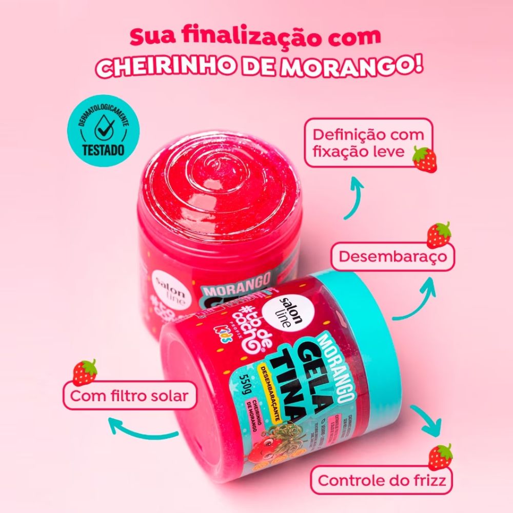 GELATINA CAPILAR SALON LINE #TODECACHO KIDS MORANGO 550G