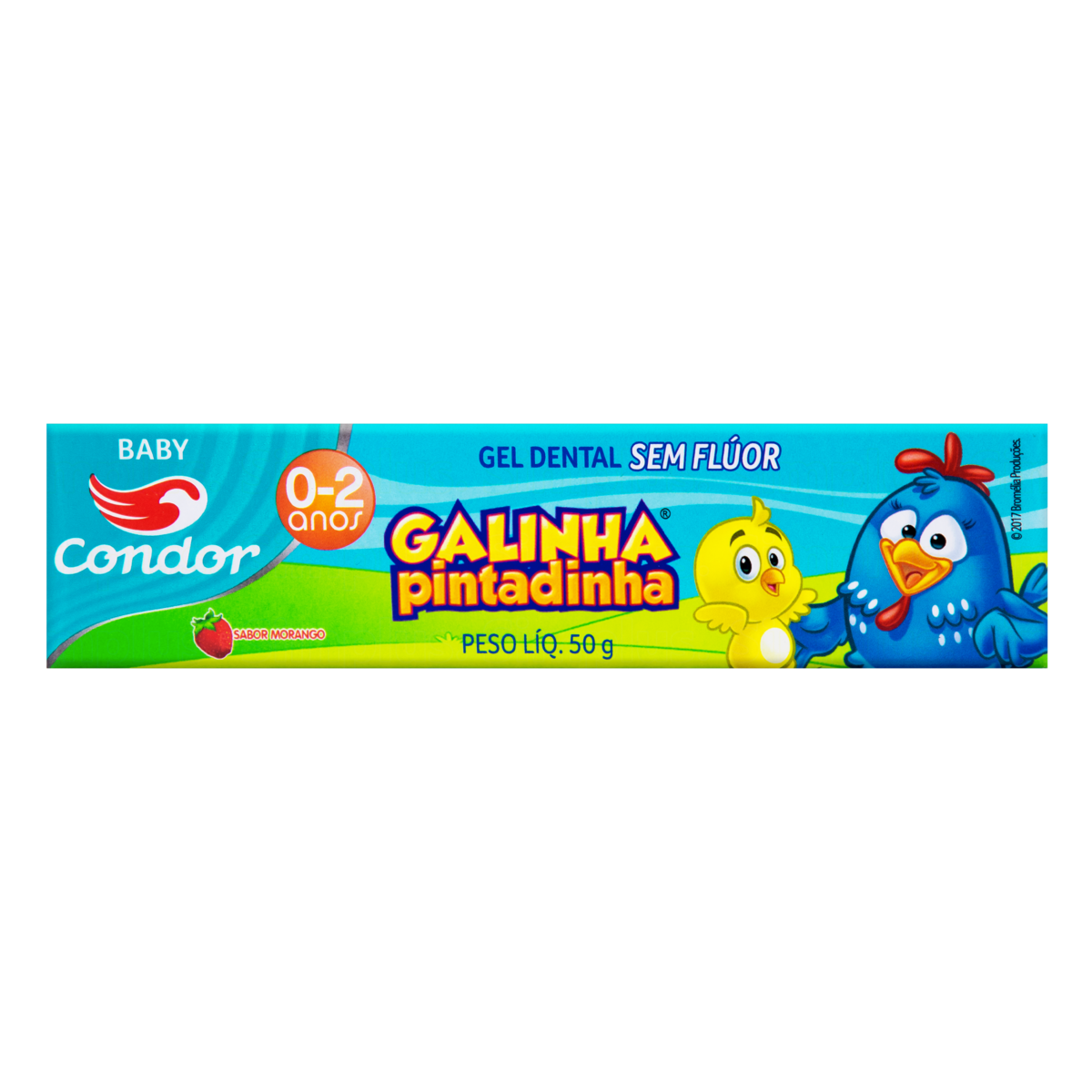 GEL DENTAL SEM FLÚOR MORANGO GALINHA PINTADINHA CONDOR BABY CAIXA 50G