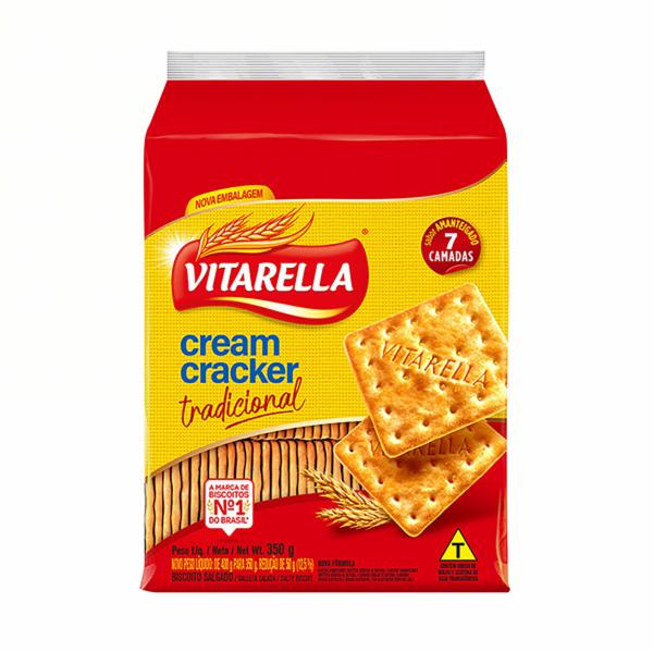 BISCOITO CREAM CRACKER AMANTEIGADO TRADICIONAL VITARELLA PACOTE 350G