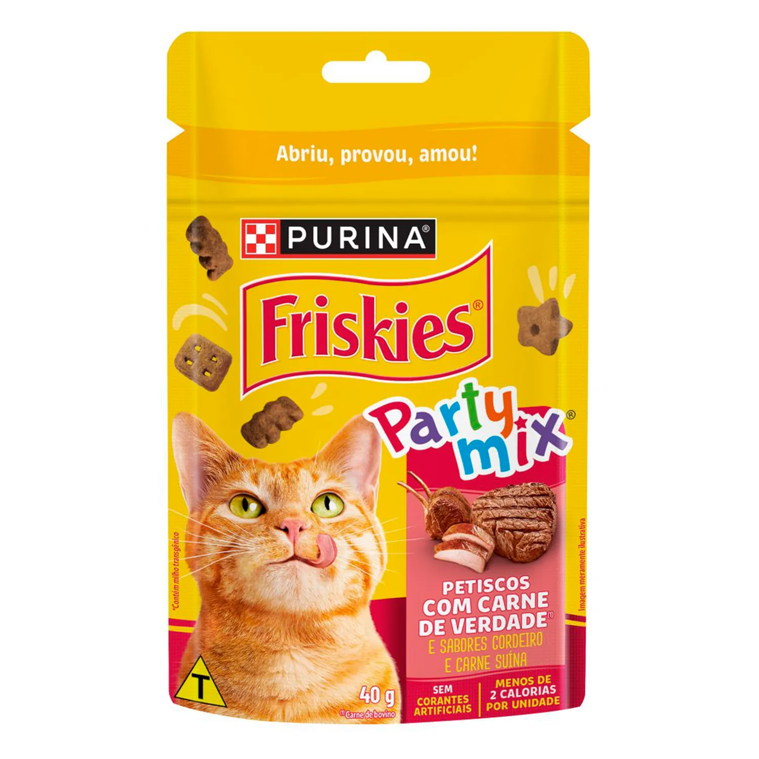 PETISCO PARA GATOS COM CARNE CORDEIRO E CARNE SUÍNA PURINA FRISKIES PARTY MIX POUCH 40G