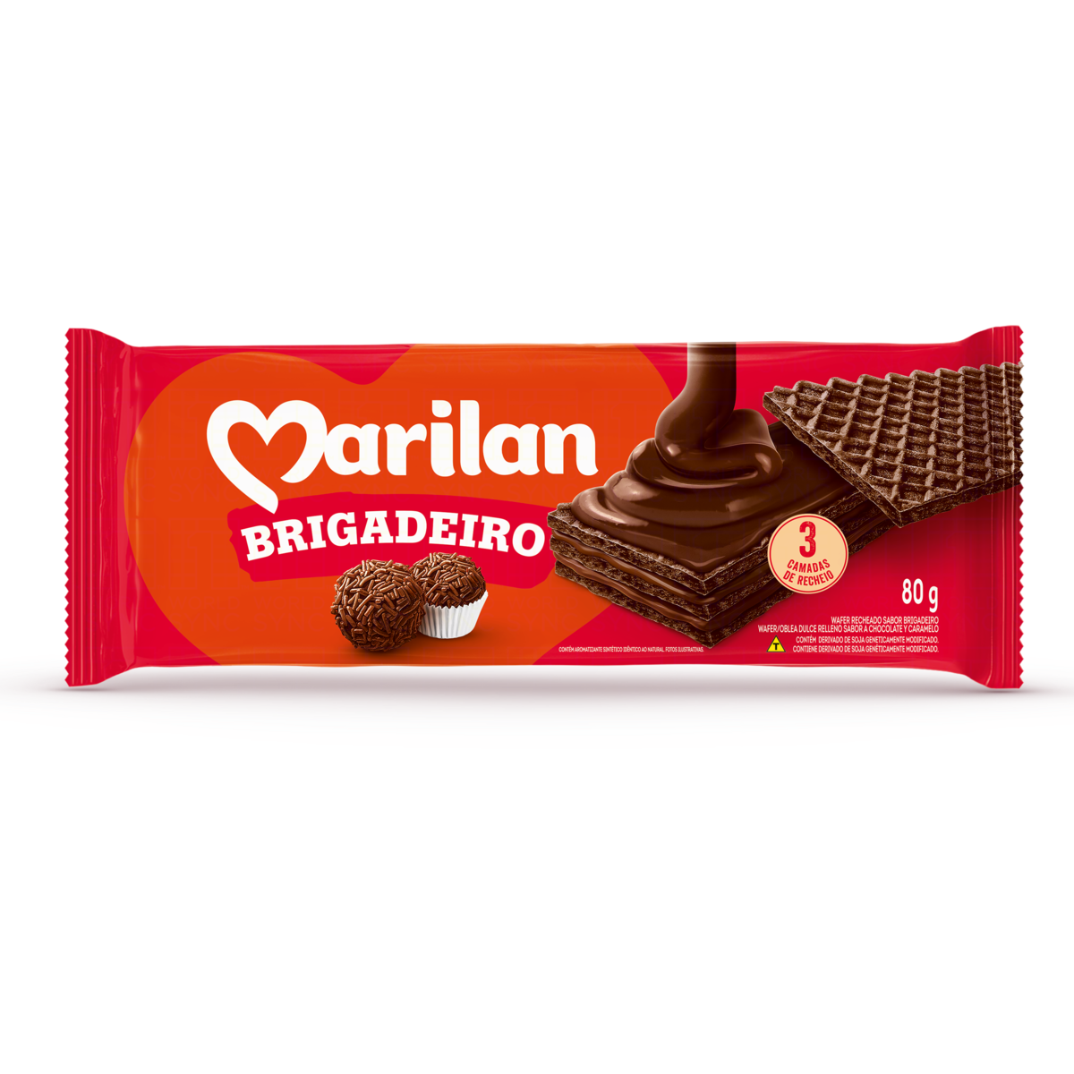 BISCOITO WAFER RECHEIO BRIGADEIRO MARILAN PACOTE 80G 0