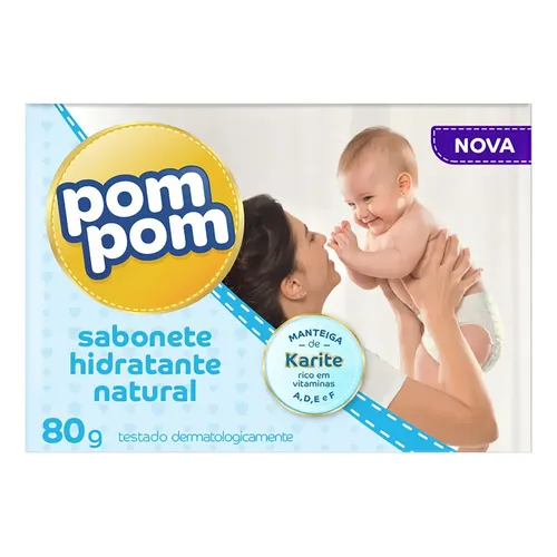 SABONETE INFANTIL BARRA LOÇÃO HIDRATANTE MANTEIGA DE KARITÉ POM POM CAIXA 80G