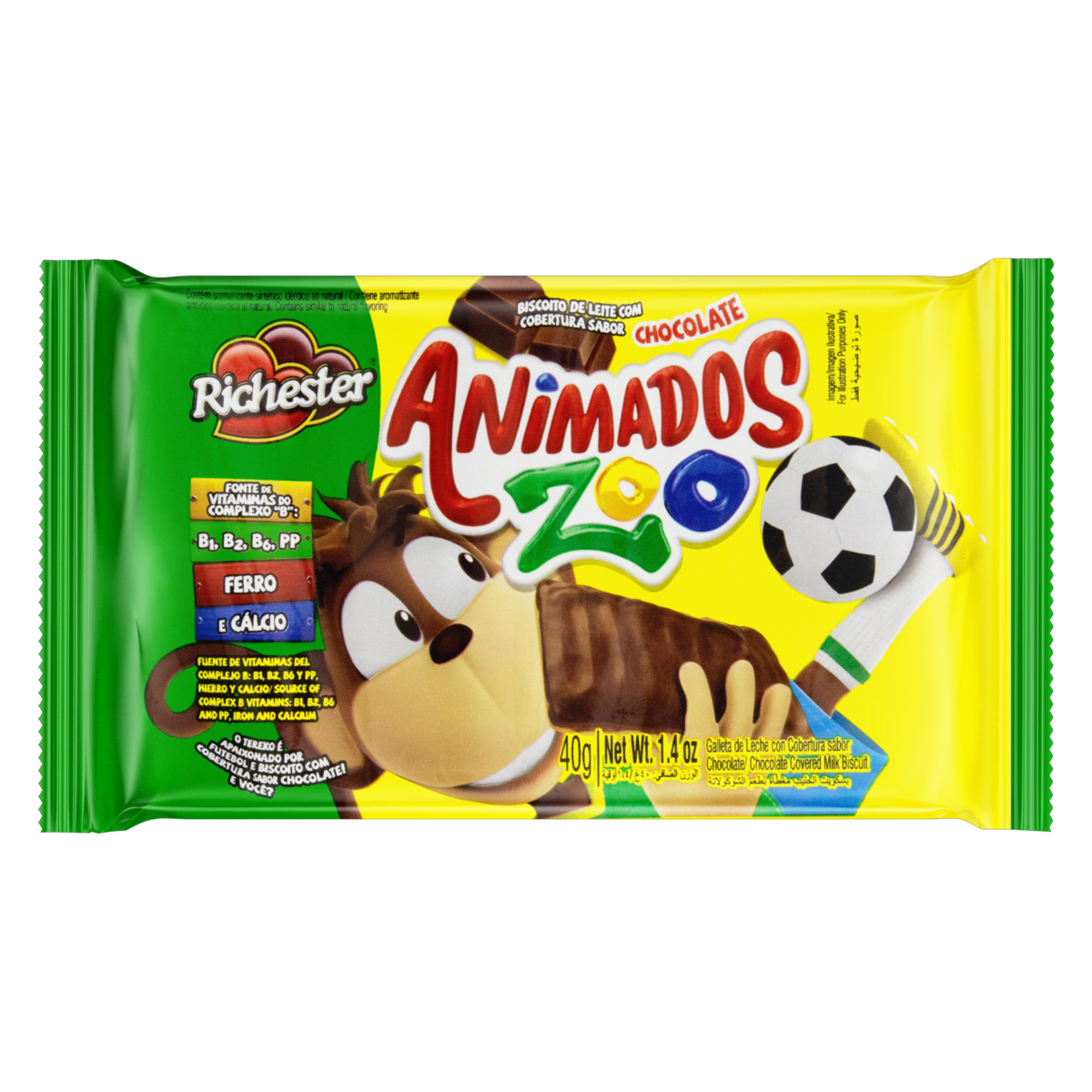 BISC RICH. ANIM. LEITE COBERTO 40G CHOCOLATE(E) — imagem 1