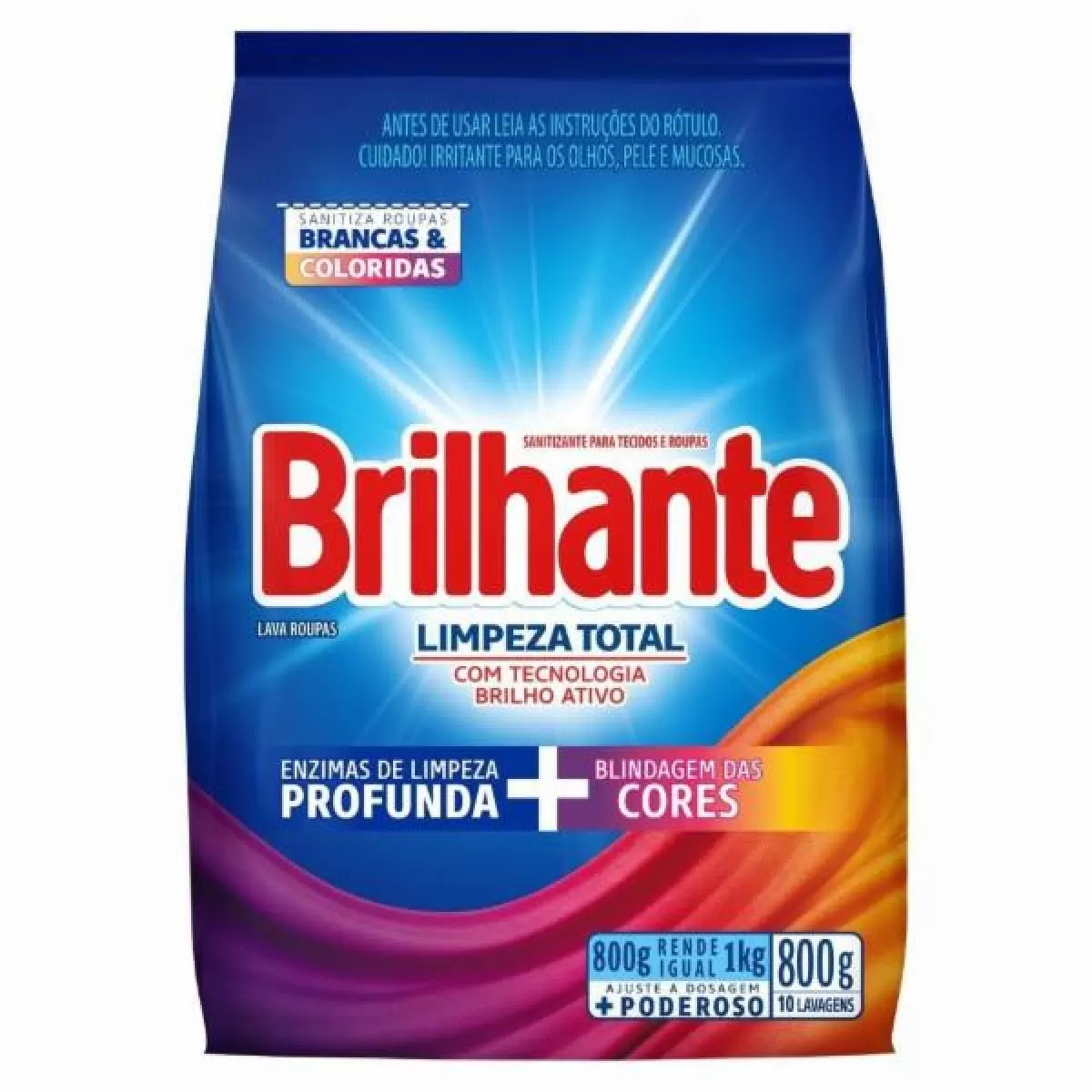 LAVA ROUPAS BRILHANTE LIMPEZA TOTAL SACHÊ 800G