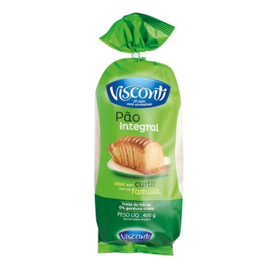 PÃO DE FORMA INTEGRAL VISCONTI PACOTE 400G