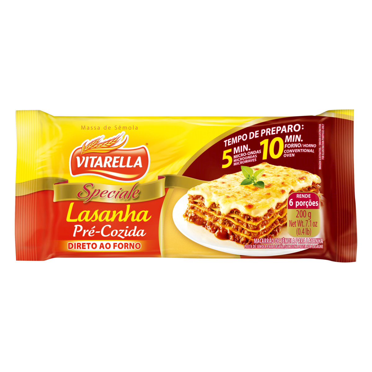 MASSA DE SÊMOLA PARA LASANHA VITARELLA SPECIALE PACOTE 200G 0