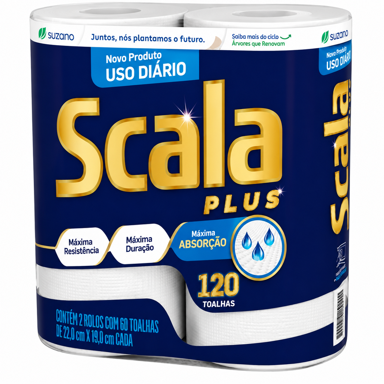 TOALHA DE PAPEL FOLHA SIMPLES SCALA PACOTE 2 UNIDADES COM 60 FOLHAS CADA