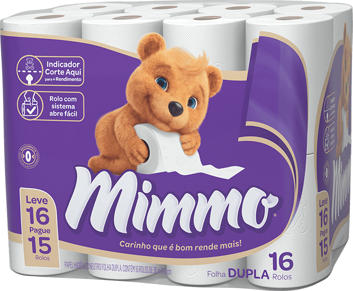 PAPEL HIGIÊNICO FOLHA DUPLA NEUTRO MIMMO 30M PACOTE LEVE 16 PAGUE 15 UNIDADES 0