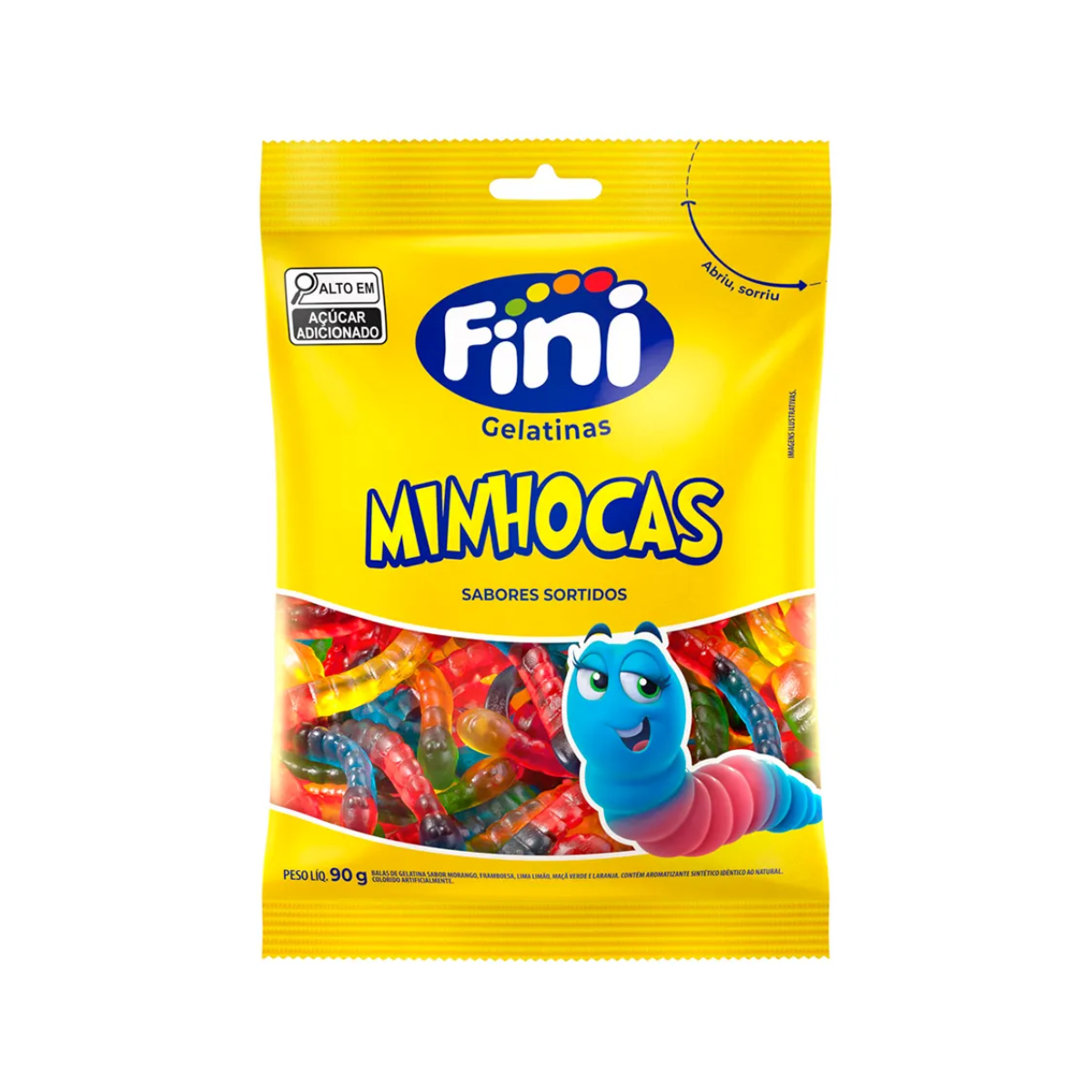 BALA DE GELATINA SORTIDA MINHOCAS FINI PACOTE 90G 0
