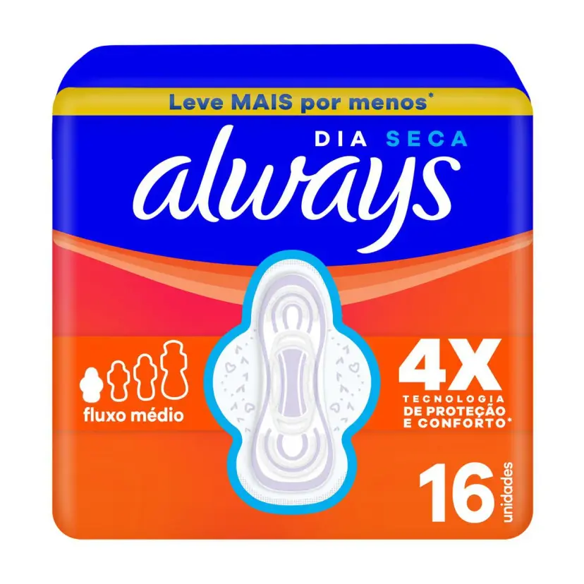 ABSORVENTE ALWAYS SECA COM ABAS LEVE 16 PAGUE 14