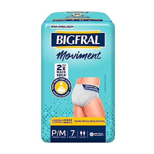 ROUPA ÍNTIMA DESCARTÁVEL UNISSEX BIGFRAL MOVIMENT P/M PACOTE 7 UNIDADES