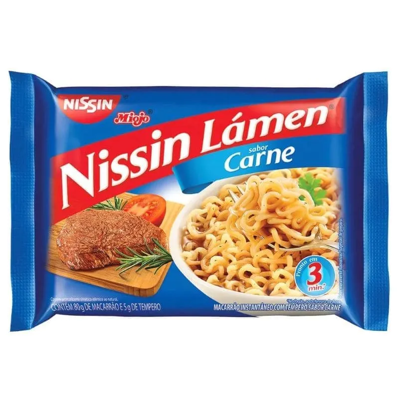 MACARRÃO INSTANTÂNEO LÁMEN CARNE NISSIN MIOJO NOSSO SABOR PACOTE 85G