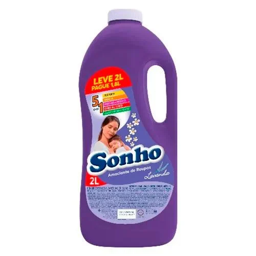 AMACIANTE DE ROUPA DILUÍDO LAVANDA SONHO FRASCO LEVE 2L PAGUE 1,8L 0