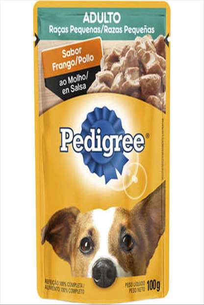 ALIMENTO PARA CÃES ADULTOS RAÇAS PEQUENAS FRANGO AO MOLHO PEDIGREE SACHÊ 100G