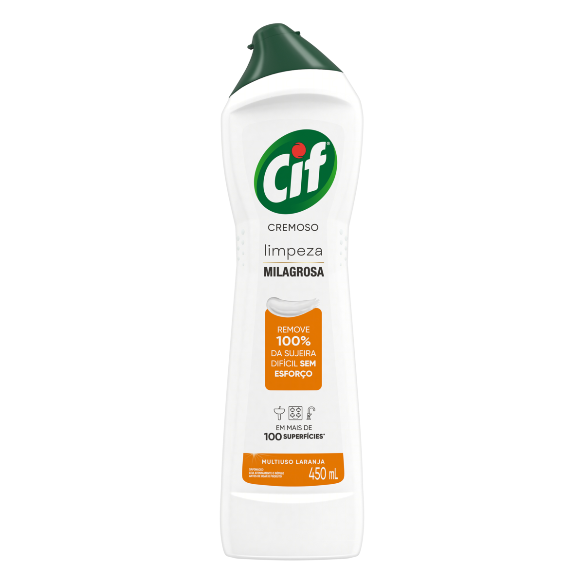SAPONÁCEO CREMOSO MULTIUSO LARANJA CIF SQUEEZE 450ML