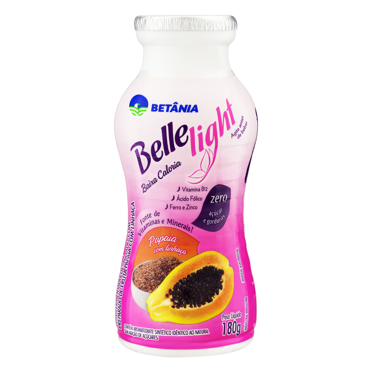 LEITE FERMENTADO DESNATADO PAPAIA COM LINHAÇA LIGHT BETÂNIA BELLE FRASCO 180G 0