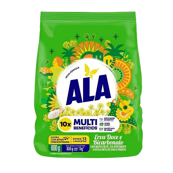 LAVA-ROUPAS PÓ ERVA-DOCE E BICARBONATO ALA PACOTE 800G