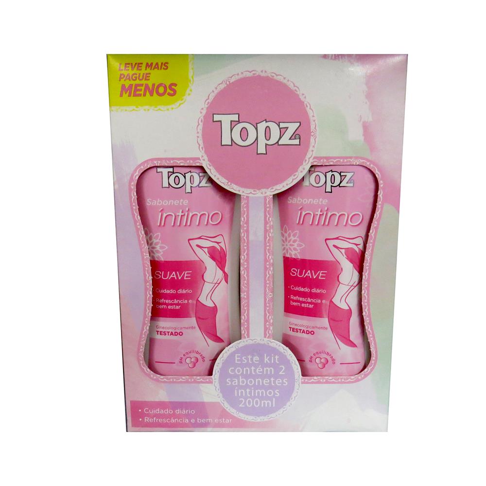 PACK SABONETE LÍQUIDO ÍNTIMO SUAVE TOPZ FRASCO 2 UNIDADES 200ML CADA LEVE MAIS PAGUE MENOS 0