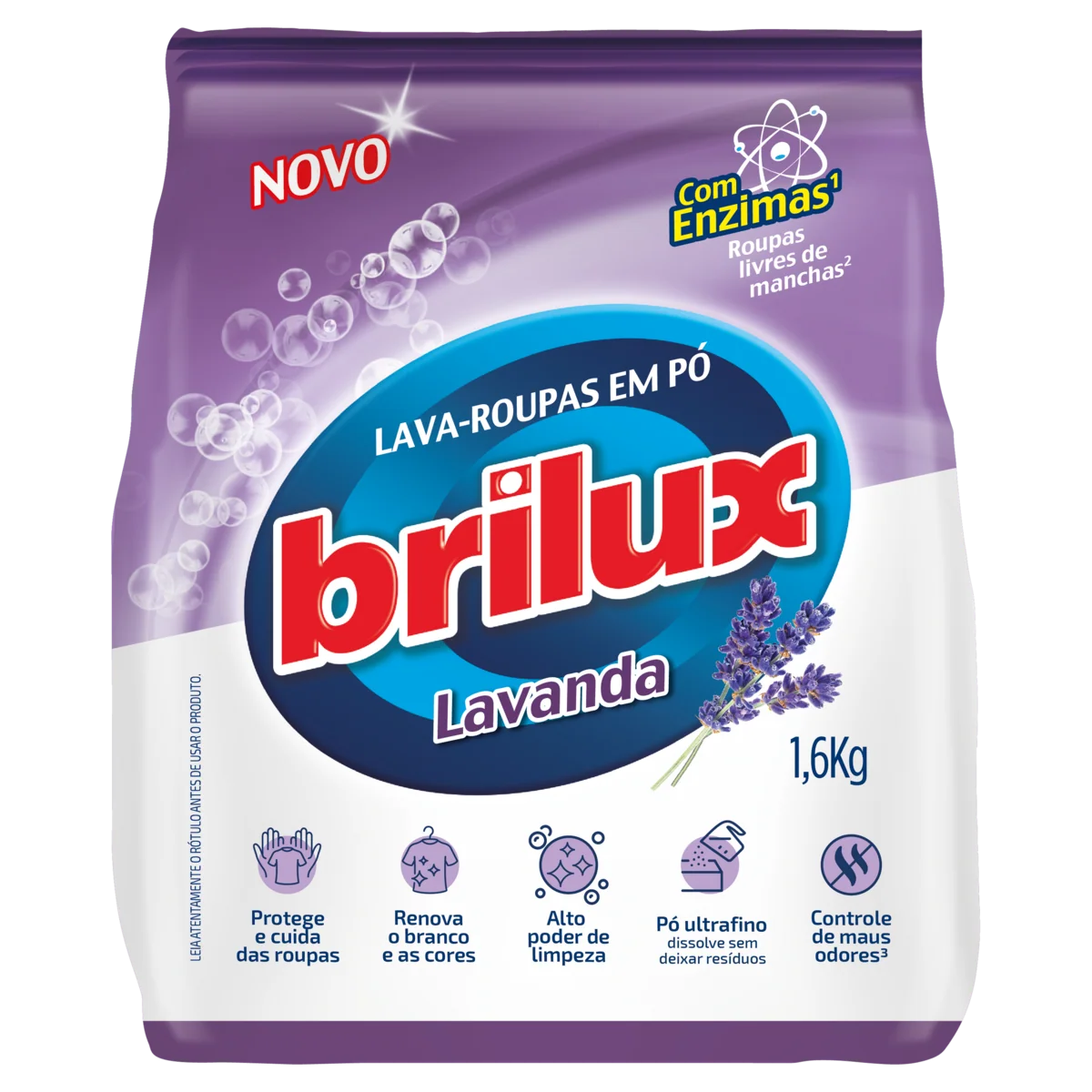 LAVA-ROUPAS PÓ LAVANDA BRILUX PACOTE 1,6KG