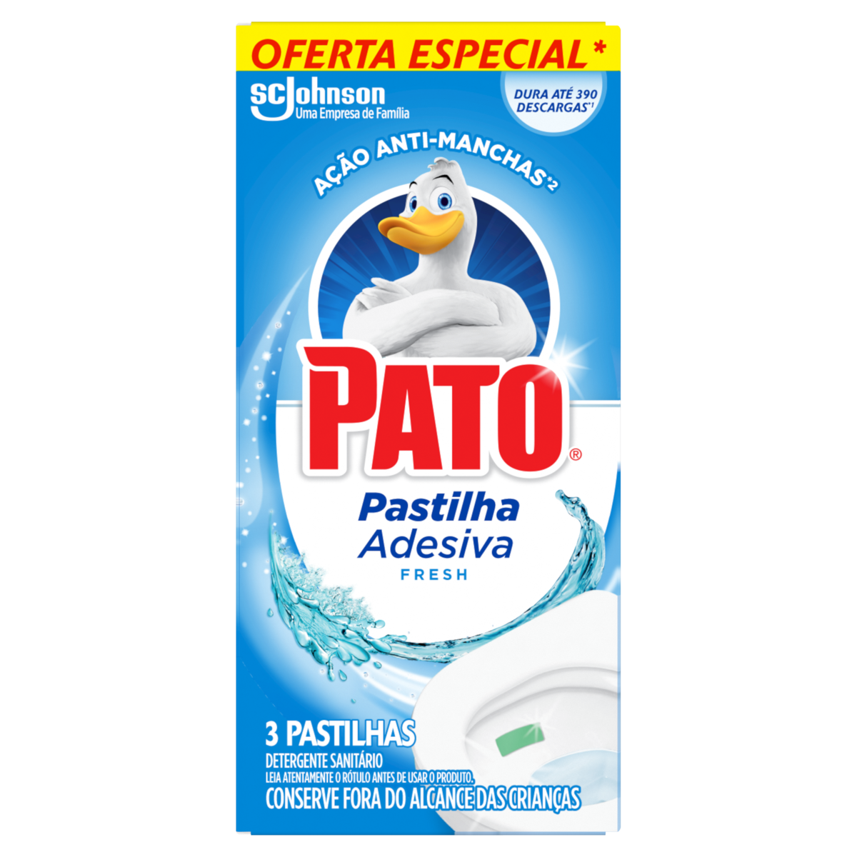 DETERGENTE SANITÁRIO PASTILHA ADESIVA FRESH PATO 3 UNIDADES OFERTA ESPECIAL 0