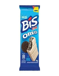 WAFER OREO COBERTURA CHOCOLATE BRANCO E BISCOITO LACTA BIS XTRA PACOTE 45G
