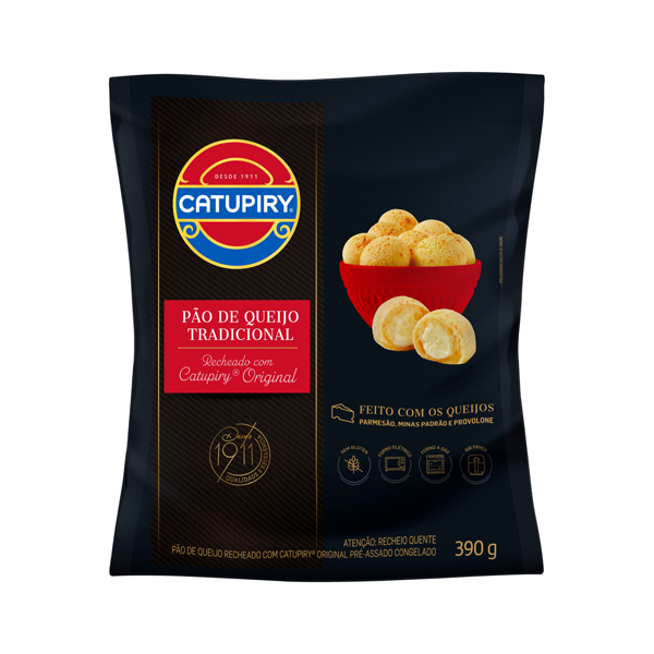 PÃO DE QUEIJO CONGELADO TRADICIONAL RECHEIO CATUPIRY ORIGINAL PACOTE 390G
