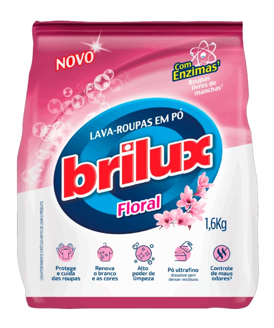 LAVA-ROUPAS PÓ FLORAL BRILUX PACOTE 1,6KG
