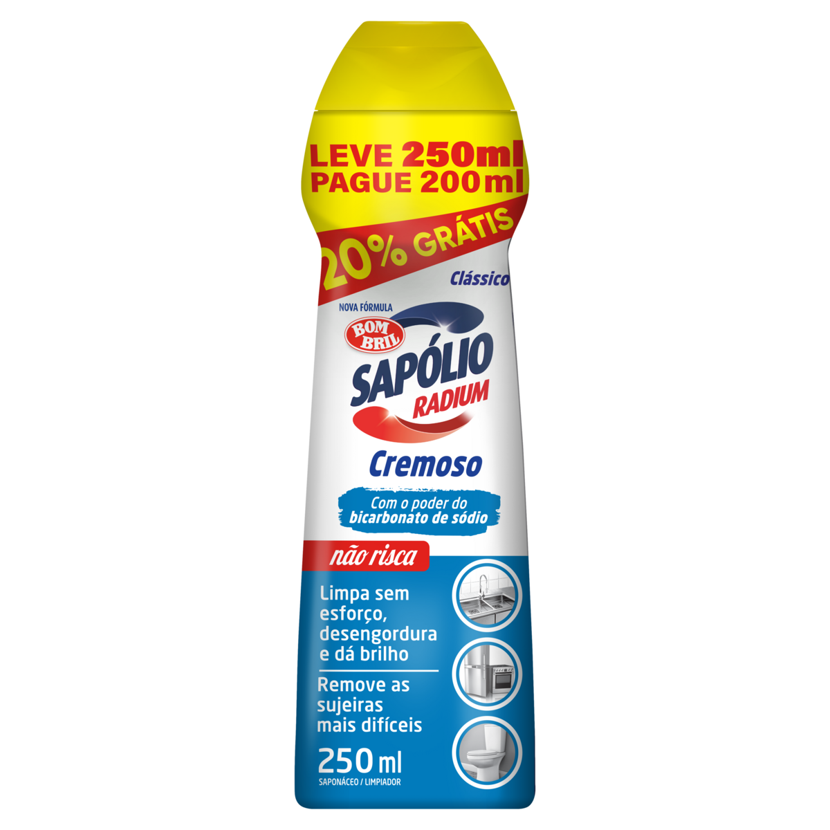 SAPONÁCEO CREMOSO CLÁSSICO SAPÓLIO RADIUM SQUEEZE LEVE 250ML PAGUE 200ML 0