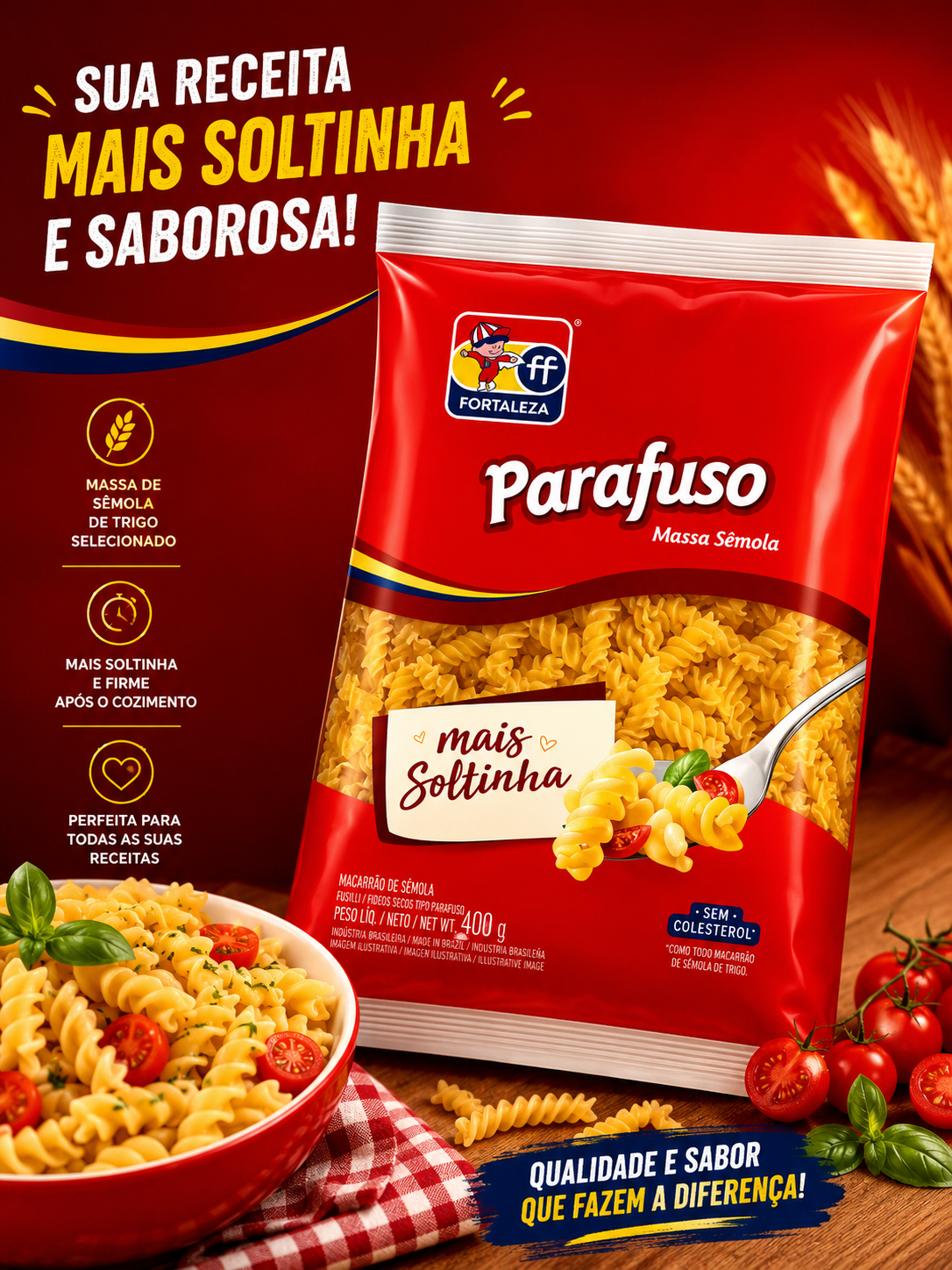 MACARRÃO PARAFUSO SÊMOLA FORTALEZA 400G