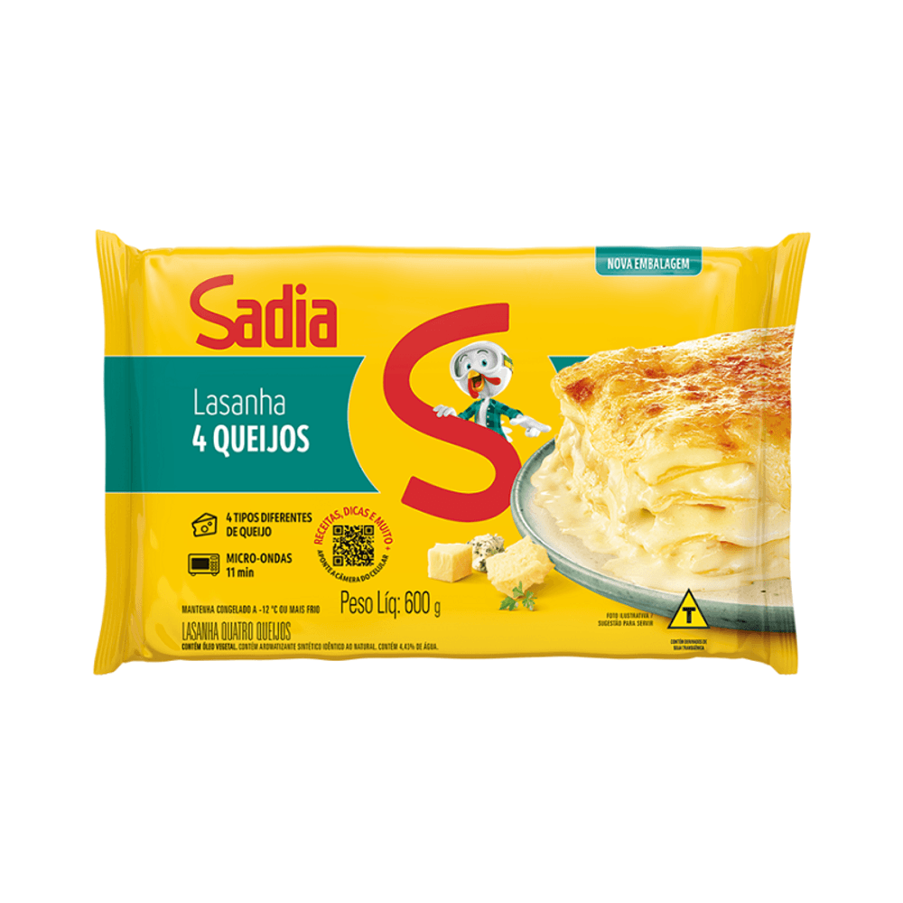 LASANHA QUATRO QUEIJOS SADIA PACOTE 600G