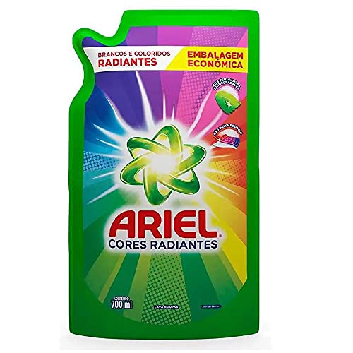 LAVA-ROUPAS LÍQUIDO ROUPAS BRANCAS E COLORIDAS ARIEL CORES RADIANTES SACHÊ 700ML EMBALAGEM ECONÔMICA