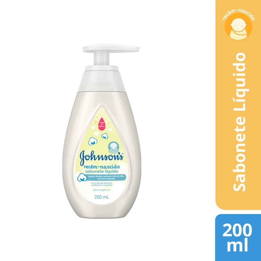 SABONETE LÍQUIDO JOHNSONS RECÉM-NASCIDO FRASCO 200ML PUMP 0