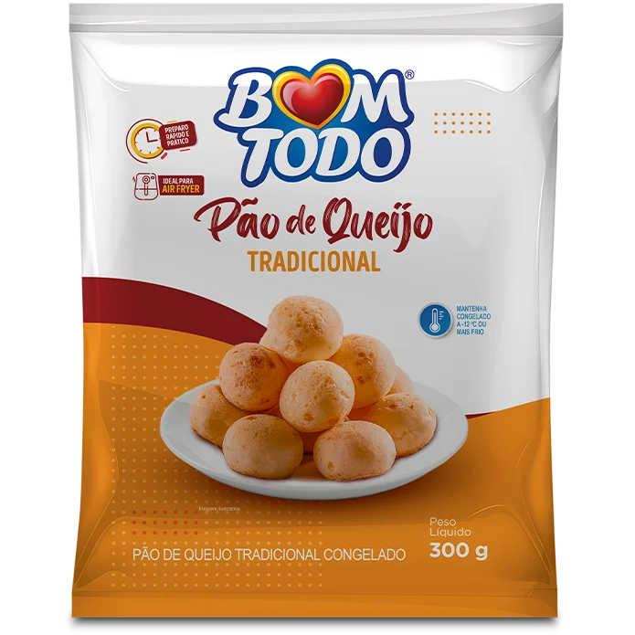 PÃO DE QUEIJO TRADICIONAL BOM TODO CONGELADO PACOTE 300G