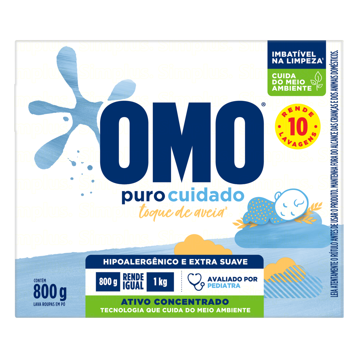 LAVA-ROUPAS PÓ OMO PURO CUIDADO CAIXA 800G