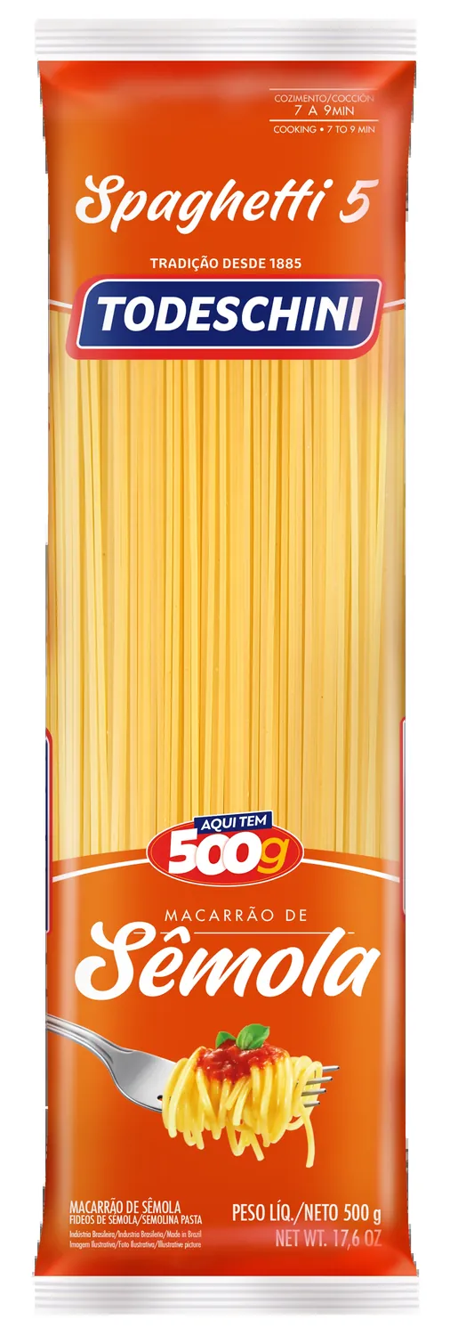 MACARRÃO TODESCHINI SEMOLA SPAGHETTI 5 500G — imagem 1