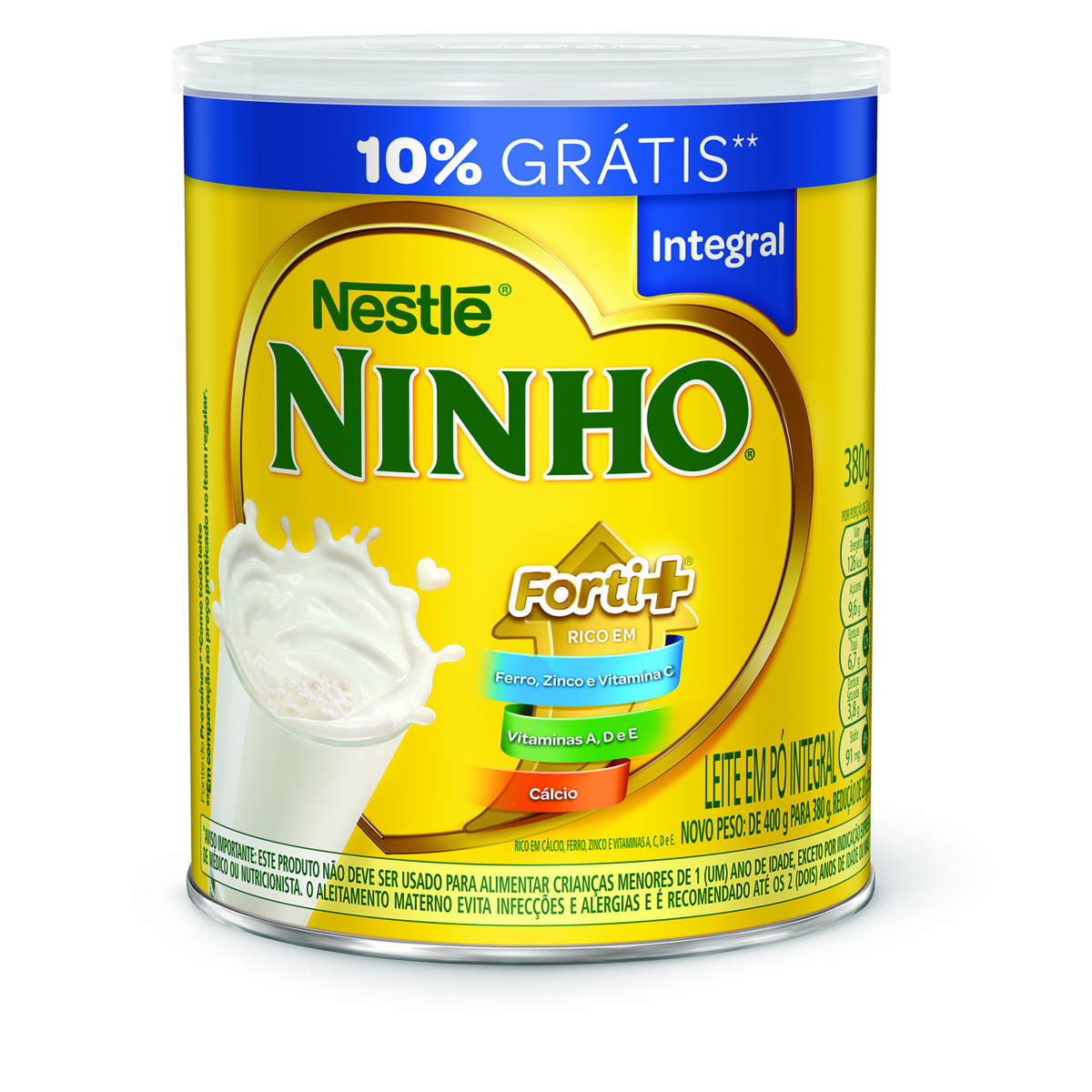 LEITE PÓ INTEGRAL NINHO LATA LEVE 380G PAGUE 342G