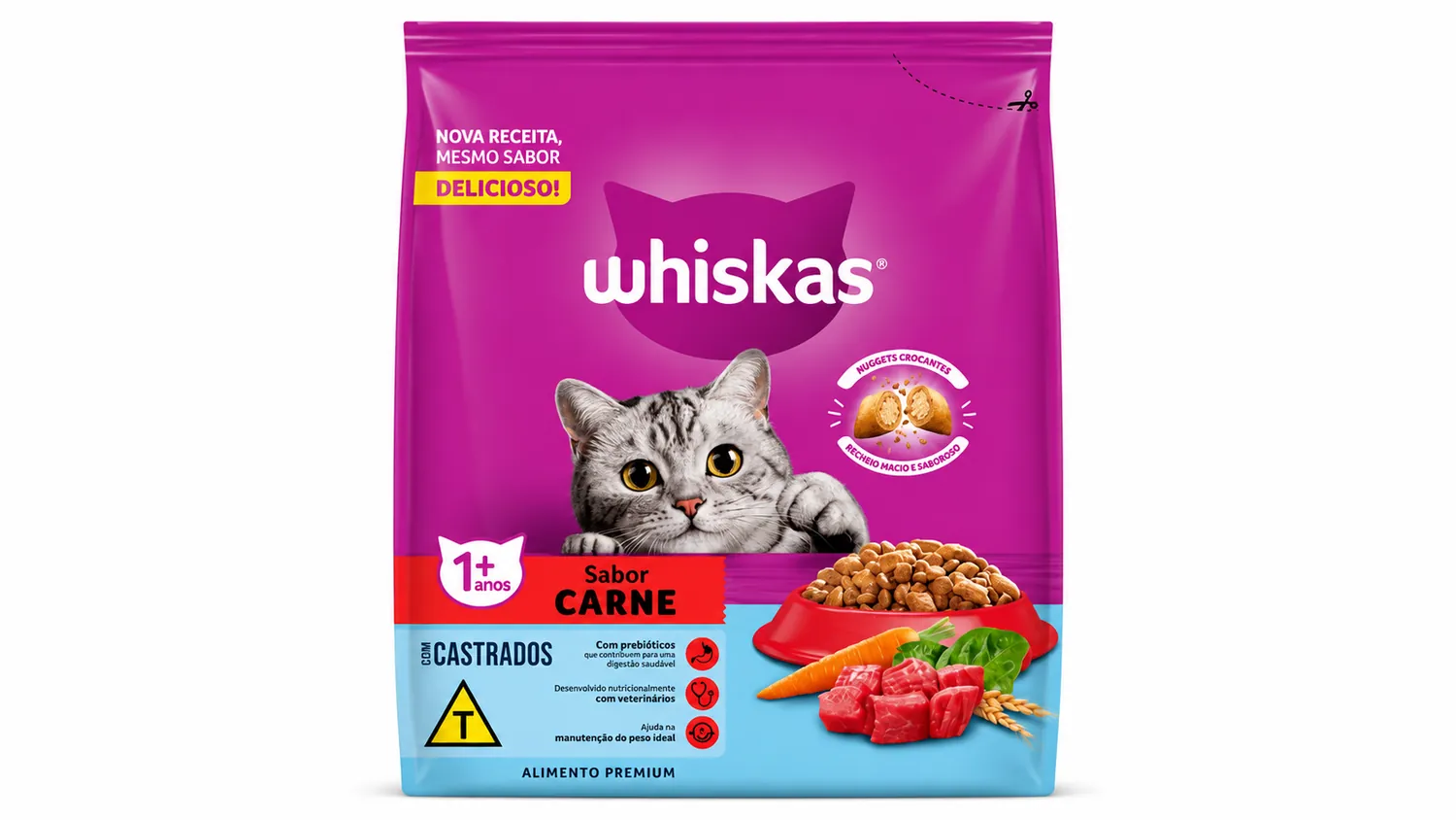RAÇÃO PARA GATO WHISKAS CASTRADO CARNE KG