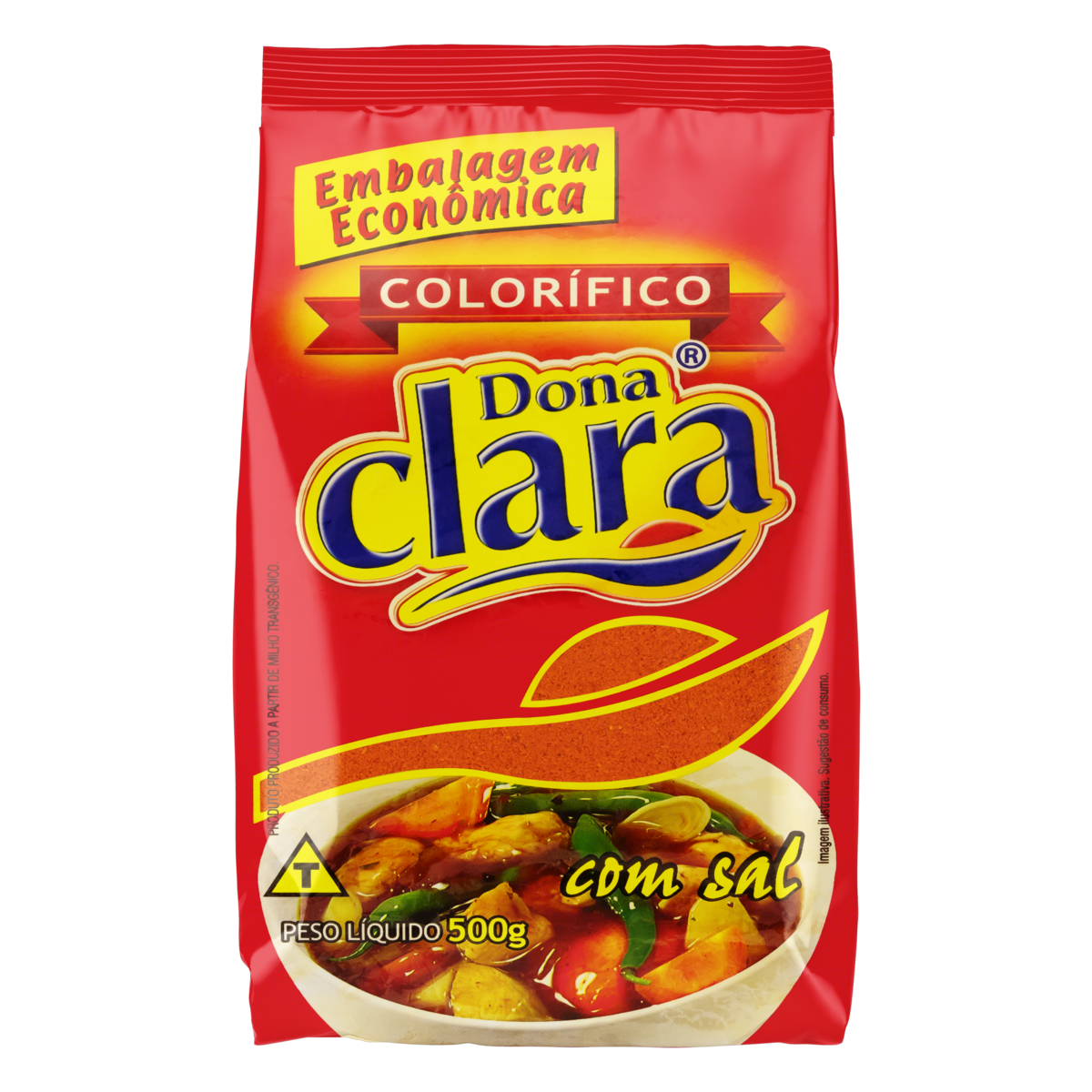COLORÍFICO PÓ COM SAL DONA CLARA PACOTE 500G EMBALAGEM ECONÔMICA