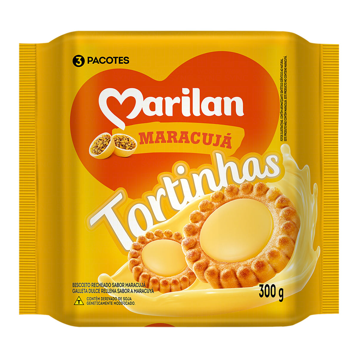BISCOITO RECHEIO MARACUJÁ MARILAN TORTINHAS PACOTE 300G