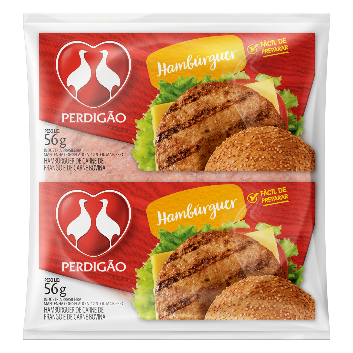HAMBÚRGUER DE CARNE DE FRANGO E BOVINA PERDIGÃO PACOTE 56G