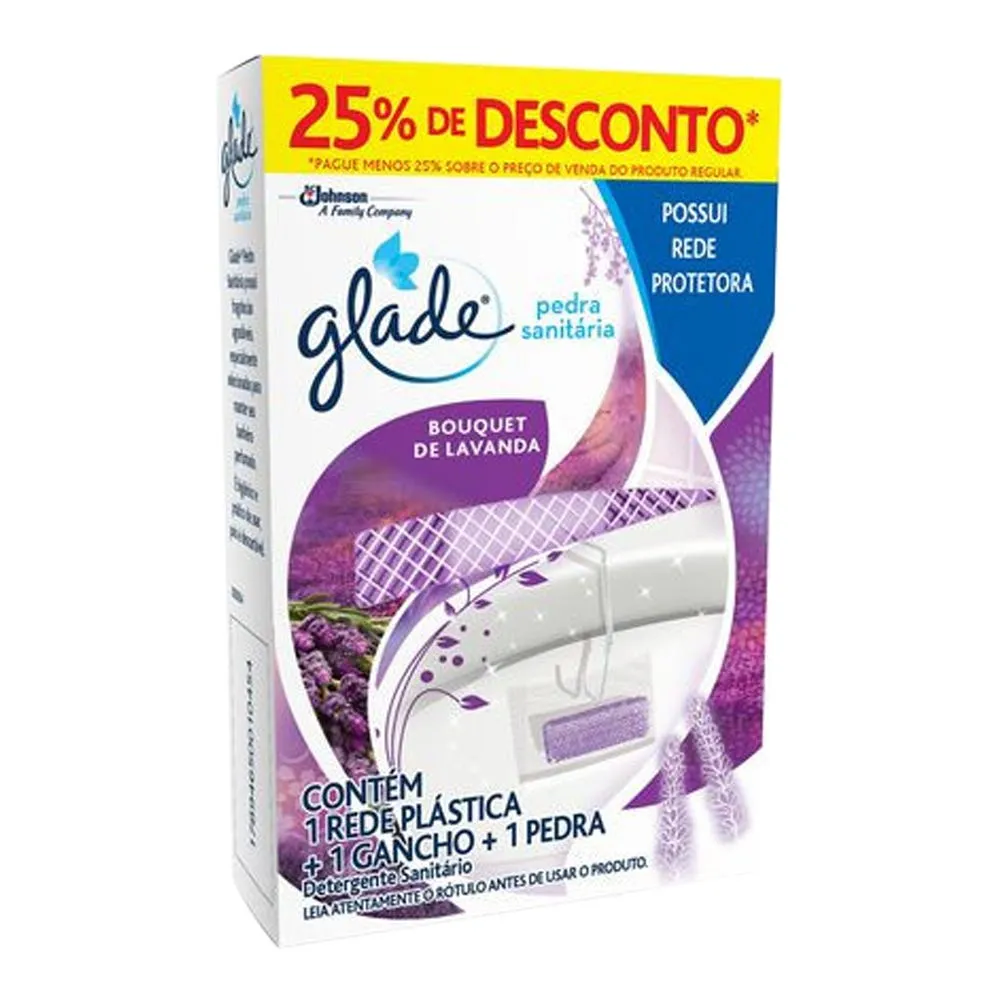 DETERGENTE SANITÁRIO PEDRA BOUQUET DE LAVANDA GLADE GRÁTIS 25% DE DESCONTO