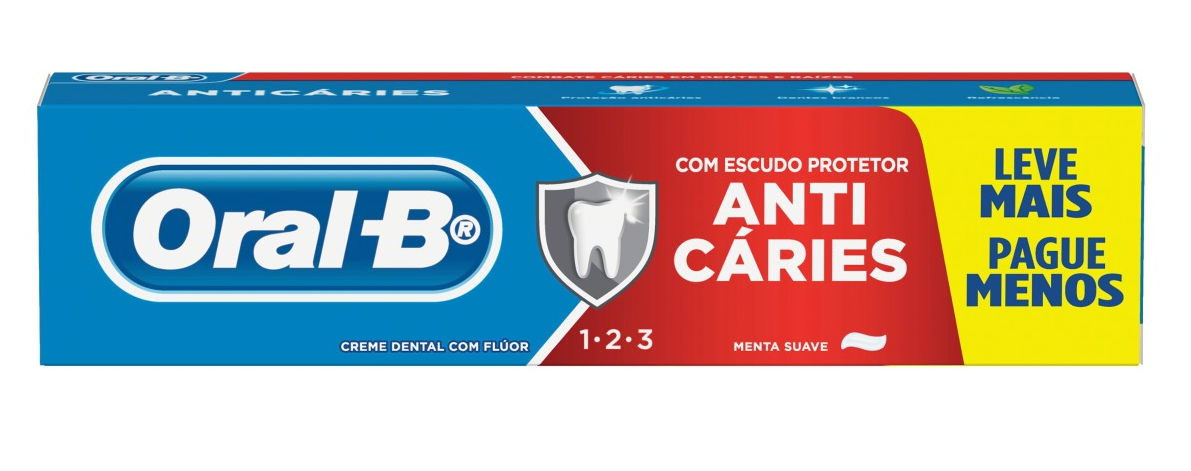 CREME DENTAL MENTA SUAVE ORAL-B 1-2-3 CAIXA 150G LEVE MAIS PAGUE MENOS
