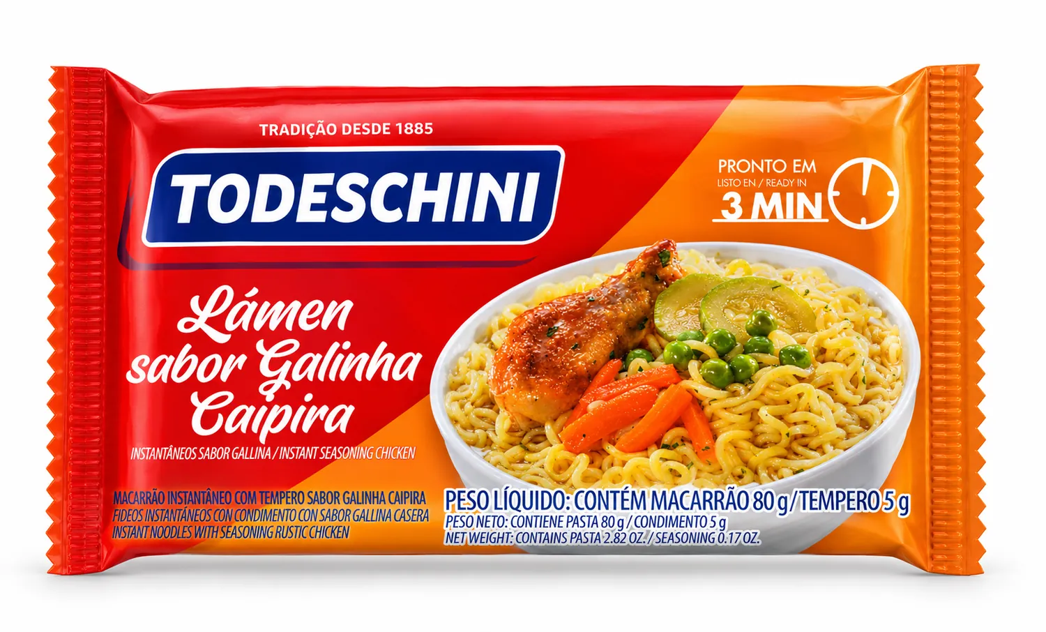 MACARRÃO INSTANTÂNEO LÁMEN TODESCHINI GALINHA CAIPIRA 85G — imagem 1