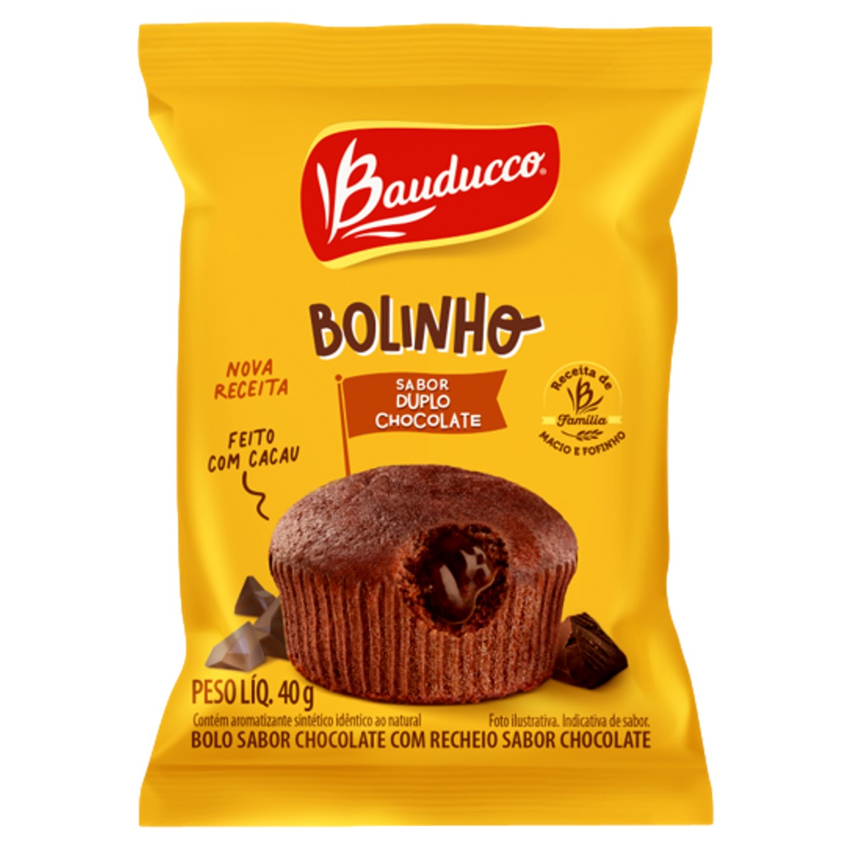 BOLINHO DUPLO CHOCOLATE BAUDUCCO PACOTE 40G